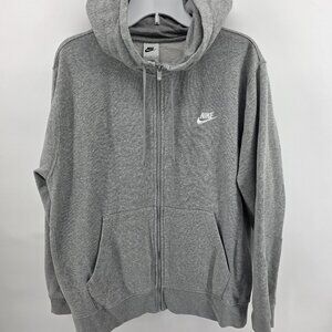 Nike Grey Full Zip Hoodie Sweatshirt – Size Large – Classic Logo – Athletic